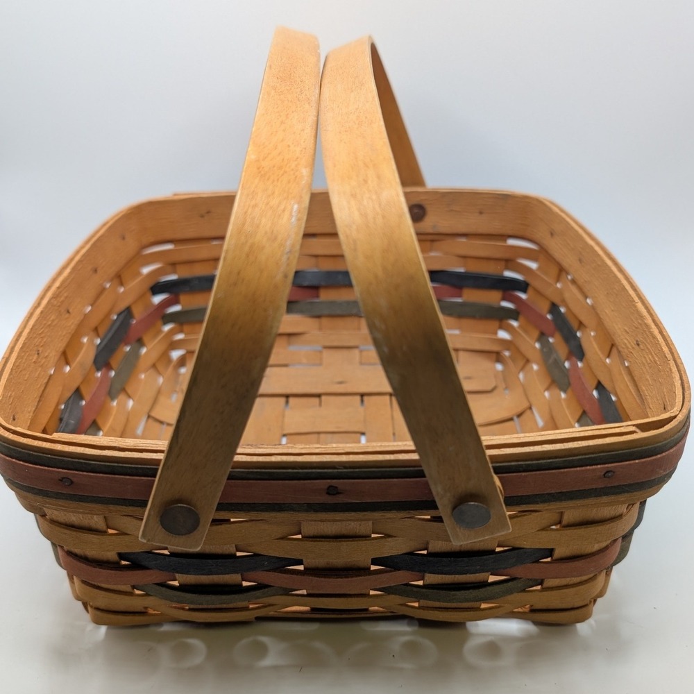 Vtg 1997 Longaberger Shades of Autumn Double‎ Handle Pie Basket Square 10in Ohio
